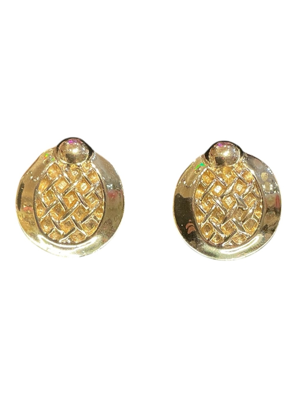 Gold-Tone Woven Disc Clip-On Earrings